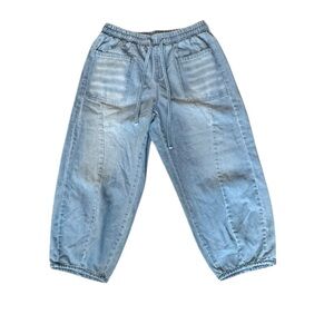 SHEIN Curve 1XL Light Wash Baggy Denim Jogger Pants | Elastic Waist Soft Jeans